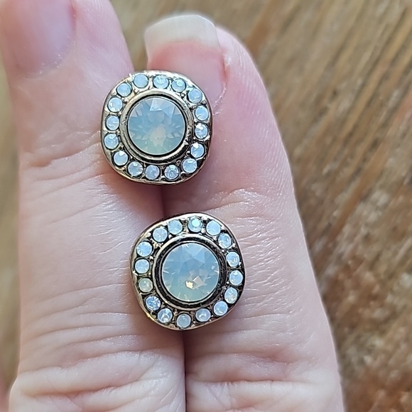 Cindy Ensor Moonstone CZ Gold Vermeil Stud Earrings - Picture 4 of 11